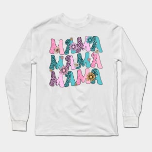 Groovy Mama Retro Flowers Women Mother's Day Wildflower Mom Long Sleeve T-Shirt